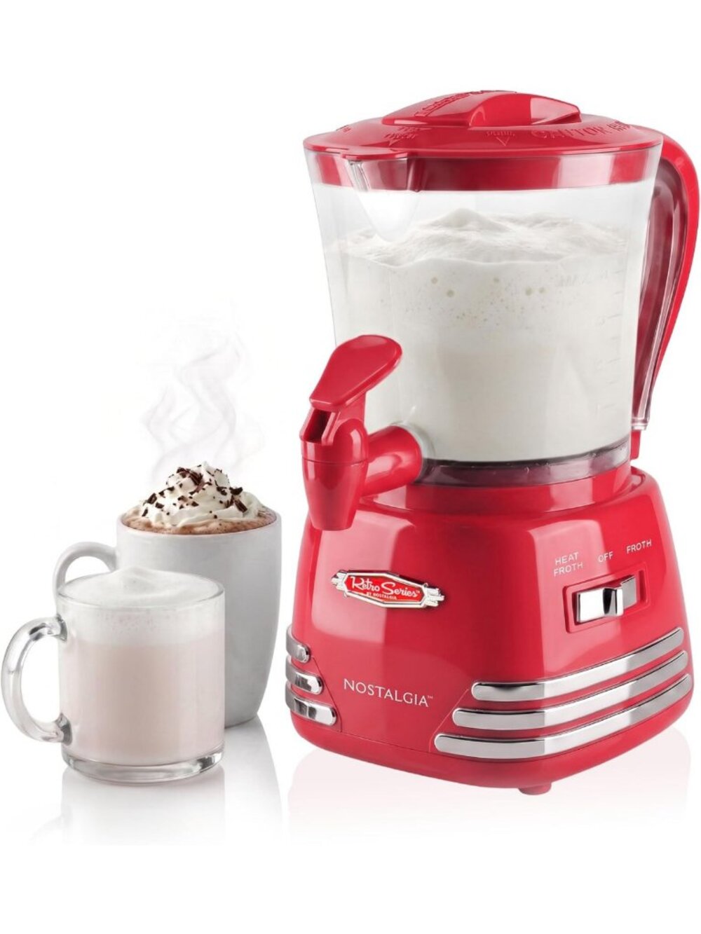 Retro Hot Chocolate Maker & Milk Frother - 4-Cup Capacity, Heat & Froth, Perfect